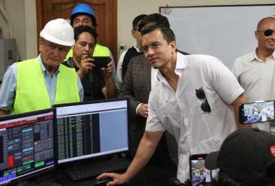 El presidente Daniel Noboa verific&oacute; el mantenimiento en la central t&eacute;rmica. 