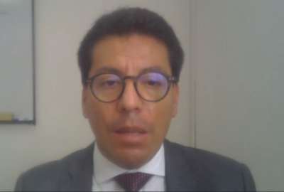 C&eacute;sar Ulloa, durante una entrevista v&iacute;a zoom con Ecuador TV