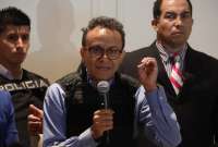 Christian Zurita durante una rueda de prensa, el 16 de agosto de 2023.