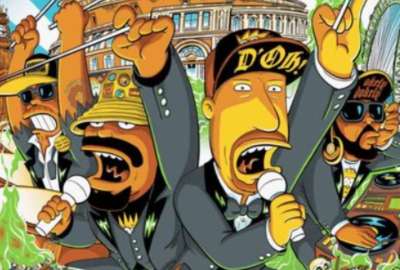 El cartel oficial del concierto muestra a los integrantes de Cypress Hill como Los Simpsons.