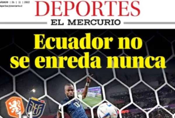 Diario El Mercurio destac&oacute; a Ecuador en su portada deportiva. 