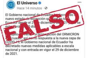 Informaci&oacute;n falsa sobre el estado de excepci&oacute;n es desmentida