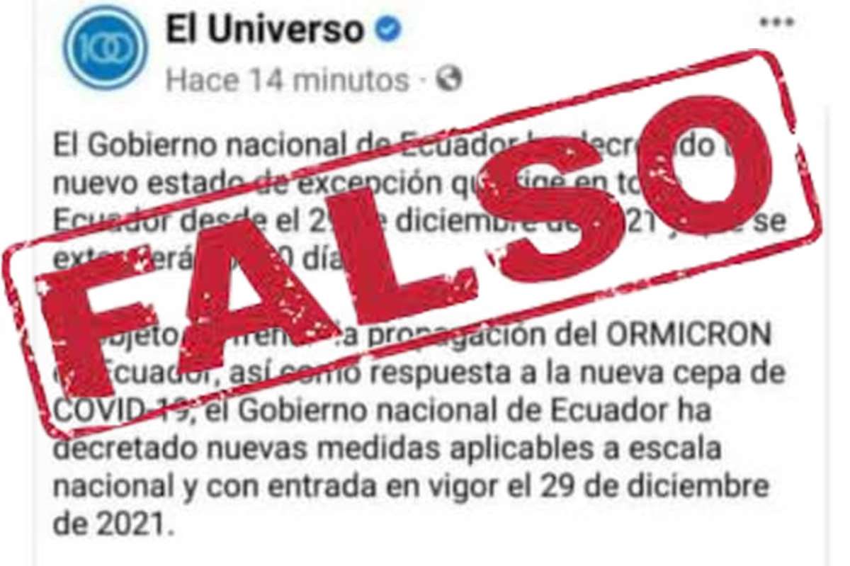 Informaci&oacute;n falsa sobre el estado de excepci&oacute;n es desmentida