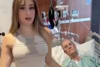 Una joven tiktoker bailó junto a la cama de su novio de 85 años. 