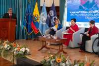La canciller Gabriela Sommerfeld encabezó la presentación del Plan Nacional de Migración 2025-2029 en Quito.