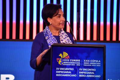 La canciller Gabriela Sommerfeld dio la bienvenida a empresarios iberoamericanos que buscan oportunidades de inversi&oacute;n en la Cumbre Iberoamericana.