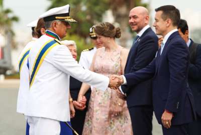 El presidente Daniel Noboa particip&oacute; de la ceremonia de ascensos al grado de vicealmirantes y graduaci&oacute;n de oficiales de la Fuerza Naval. Habl&oacute; sobre su plan de seguridad.