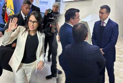Daniel Noboa y Luisa Gonz&aacute;lez llegaron a la sede del Debate Presidencial 2023