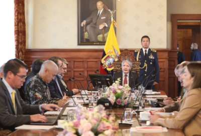 El presidente Lasso y los miembros del gabinete de seguridad se re&uacute;nen para hablar sobre la inseguridad en Dur&aacute;n