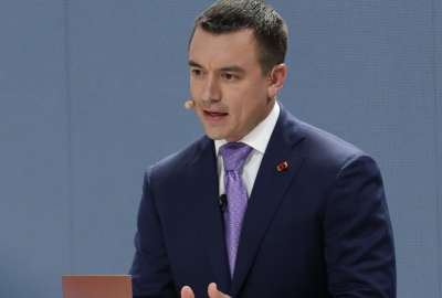 Daniel Noboa, durante el Debate Presidencial realizado por el Consejo Nacional Electoral (CNE).