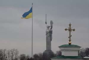 Bandera ucraniana en Kiev