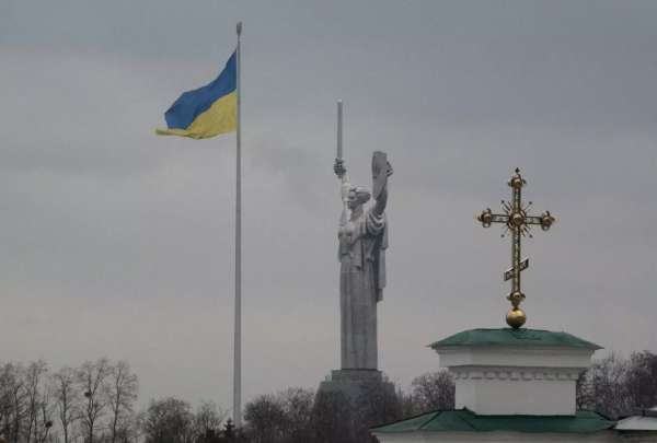 Bandera ucraniana en Kiev