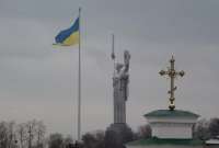 Bandera ucraniana en Kiev