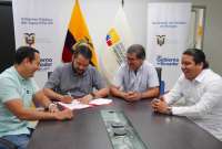 El convenio se firm&oacute; entre la Secretar&iacute;a de Gesti&oacute;n de Riesgos y la Empresa P&uacute;blica del Agua.