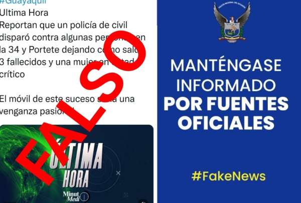 La Polic&iacute;a Nacional desmiti&oacute; una noticia falsa en redes sociales sobre un presunto tiroteo.