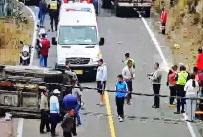 Se registr&oacute; un accidente de tr&aacute;nsito en la v&iacute;a a Aguaj&aacute;n en Ambato