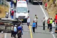 Se registr&oacute; un accidente de tr&aacute;nsito en la v&iacute;a a Aguaj&aacute;n en Ambato