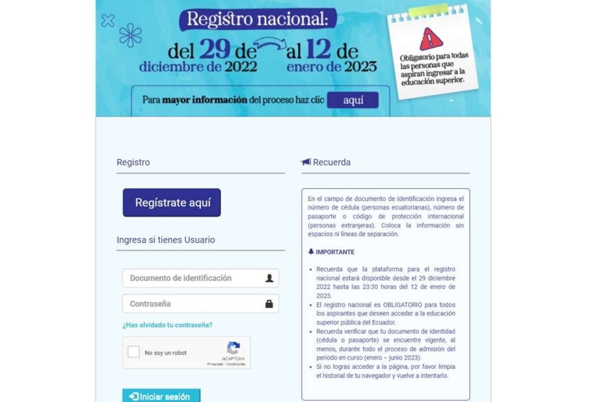 El Registro Nacional estar&aacute; habilitado desde el jueves 29 de diciembre de 2022 hasta el jueves 12 de enero de 2023. 