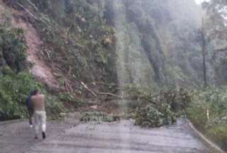 Dos deslizamientos de tierra se registran en la v&iacute;a a Napo