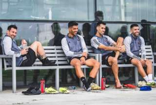 Leonardo Campana, Lionel Messi y Luis Su&aacute;rez entrenan juntos en el Inter Miami CF