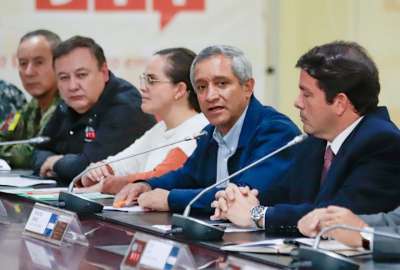 Patricio Carrillo, ministro del Interior, hace su intervenci&oacute;n durante la evaluaci&oacute;n