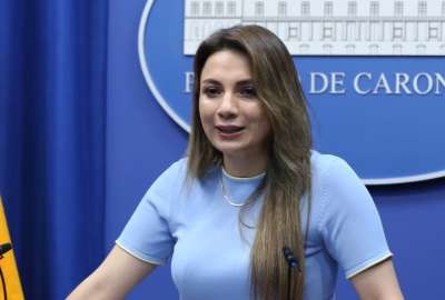 La vocera de Gobierno, Carolina Jaramillo, present&oacute; los avances de la gira internacional de Daniel Noboa y dio otros anuncios este lunes, 25 de agosto. 