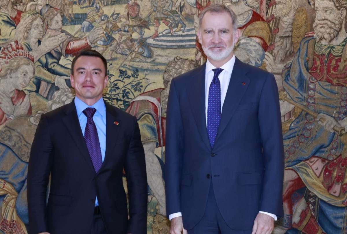 El presidente Daniel Noboa fue recibido por el rey Felipe VI en el Palacio de la Zarzuela, Madrid.