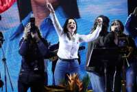 Según el CNE, la candidata Luisa González encabeza, hasta las 21:05, el primer lugar de las votaciones presidenciales 2023.