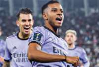 El brasileño Rodrygo festeja el tercer gol del Real Madrid frente al Al Ahly.