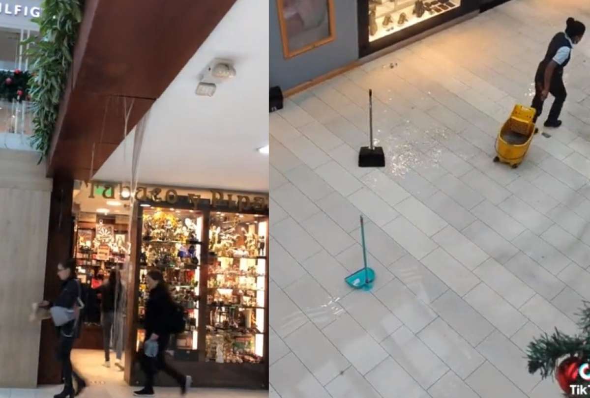 Centro comercial se inundó tras las fuertes lluvias en Quito