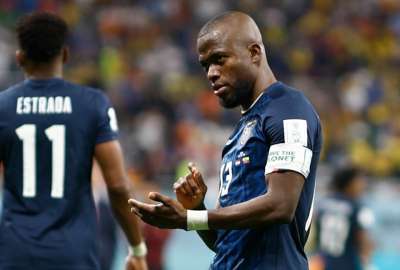 &Eacute;nner Valencia celebra su gol ante Pa&iacute;ses Bajos