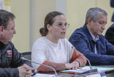 Mar&iacute;a Brown, ministra de Educaci&oacute;n, durante una conferencia de prensa