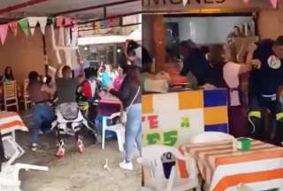 Pelea campan en un local de comida e M&eacute;xico qued&oacute; grabada en video