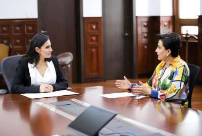 La vicepresidenta Ver&oacute;nica Abad y la canciller de Ecuador, Gabriela Sommerfeld, se reunieron este 29 de noviembre del 2023.