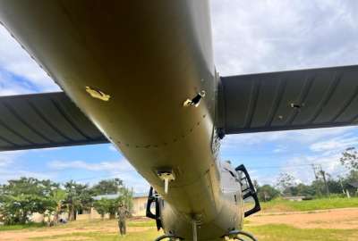 El helic&oacute;ptero recibi&oacute; algunos impactos de bala
