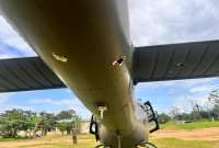 El helic&oacute;ptero recibi&oacute; algunos impactos de bala
