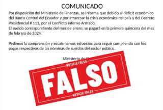 Ministerio de Finanzas desmiente informaci&oacute;n sobre falta de pago de sueldos de enero