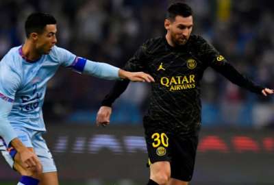 As&iacute; fue el saludo entre Lionel Messi y Cristiano Ronaldo sobre el campo de juego