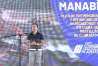Presidente Noboa presenta plan de prevenci&oacute;n y mitigaci&oacute;n inundaciones en Chone 