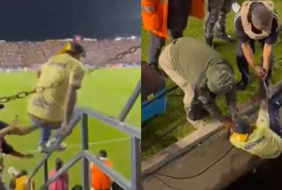 Un aficionado sufri&oacute; un fuerte golpe tras intentar invadir la cancha