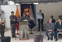 El comandante Fausto Salinas da una rueda de prensa, el 27 de julio de 2023..