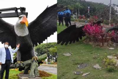 Explotan el monumento del &Aacute;guila en Santo Domingo