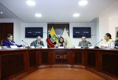 Diana Atamaint, presidenta del CNE, particip&oacute; de una audiencia p&uacute;blica de escrutinios de las elecciones anticipadas 2023, este 25 de agosto del 2023