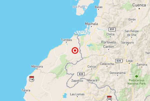  Un sismo se registr&oacute; en Tumbes, l&iacute;mite entre Ecuador y Per&uacute;. 