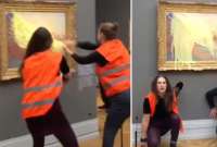 Activistas arrojan puré de papa a cuadro de Monet