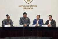 Autoridades de la Concentración Deportiva de Pichincha y del Ministerio del Deporte hablaron sobre el futuro del Estadio Olímpico Atahualpa.