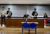 El juez Alberto L. ofreció su testimonio en la Sala Penal de la Corte Nacional de Pichincha.