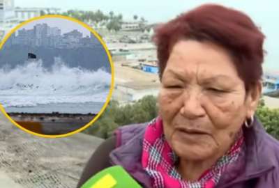 Aunque las autoridades de Per&uacute; pidieron evitar las zonas costeras por la alerta de tsunami, una abuela llev&oacute; a su nieto al malec&oacute;n de Chorrillos.