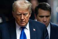 Donald Trump, tras ser encontrado culpable de 34 cargos relacionados a la falsificación de registros comerciales.