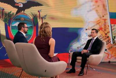 El presidente Daniel Noboa habl&oacute; de su gesti&oacute;n con medios espa&ntilde;oles.